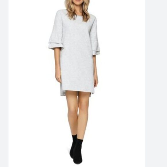 Sanctuary Flutter Me Please Bell Sleeves Raw Hem Sweatshirt Dress Large NEW - Picture 1 of 14